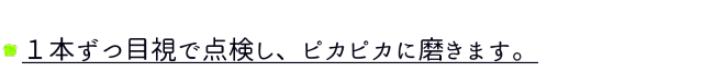 目視点検してピカピカに磨くきます。